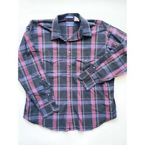 Men's Vintage Pendleton Plaid Button Down Cotton Shirt Size XL
